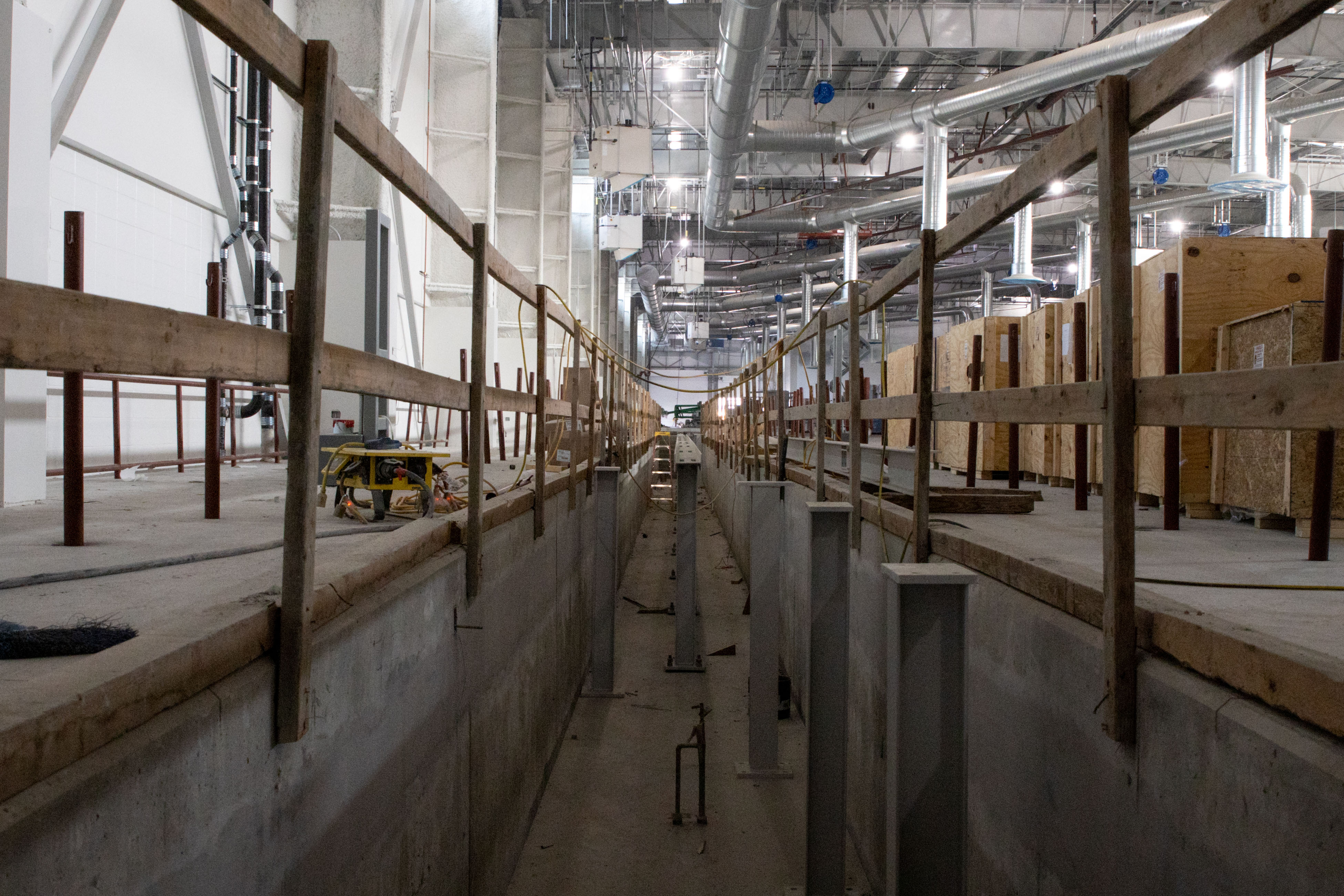 The maintenance bays will allow workers to access the under carriage of the train in the future to perform maintenance on the people mover.