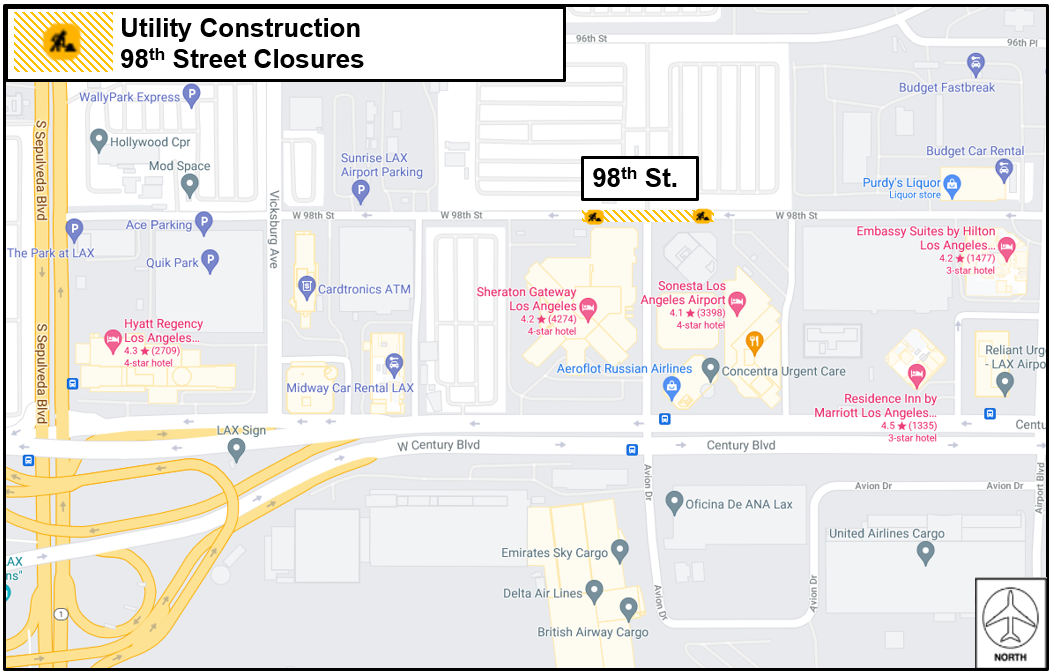 Lane Closures on 98th Street Near Avion Drive to Support Utility Work