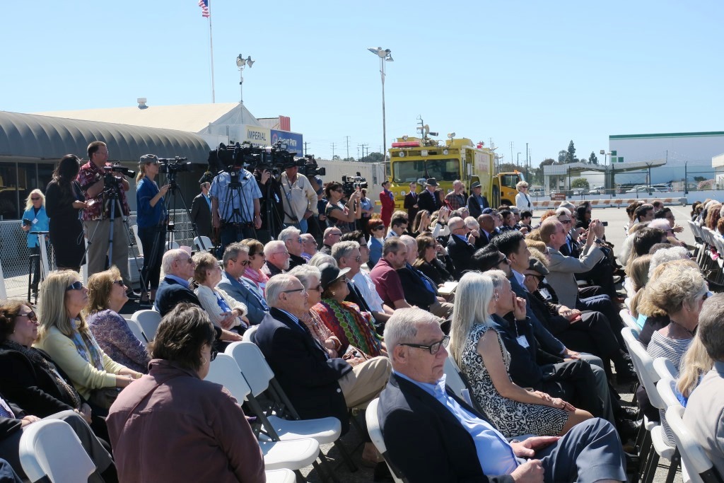 Crowd watches the induction ceremony.