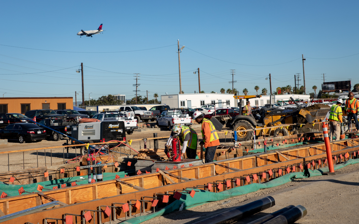 Crews are hard at work in the future Maintenance and Storage Facility lot. (Photo date: March 3, 2020)