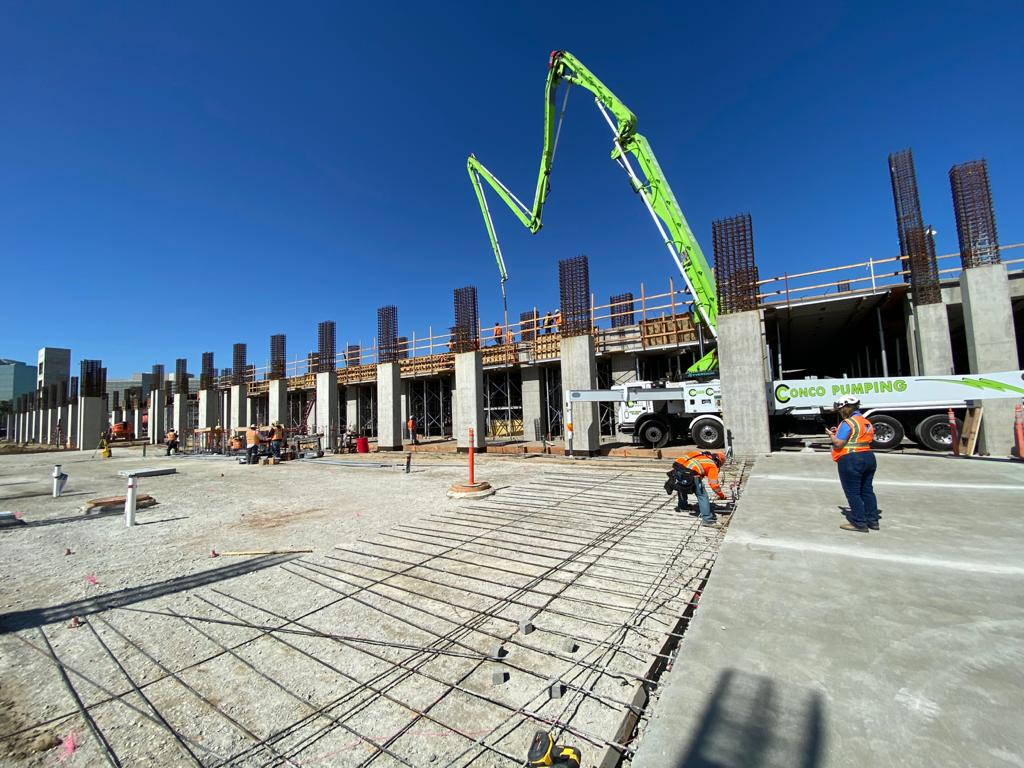 Work being completed on the first and second level of the Intermodal Transportation Facility – West