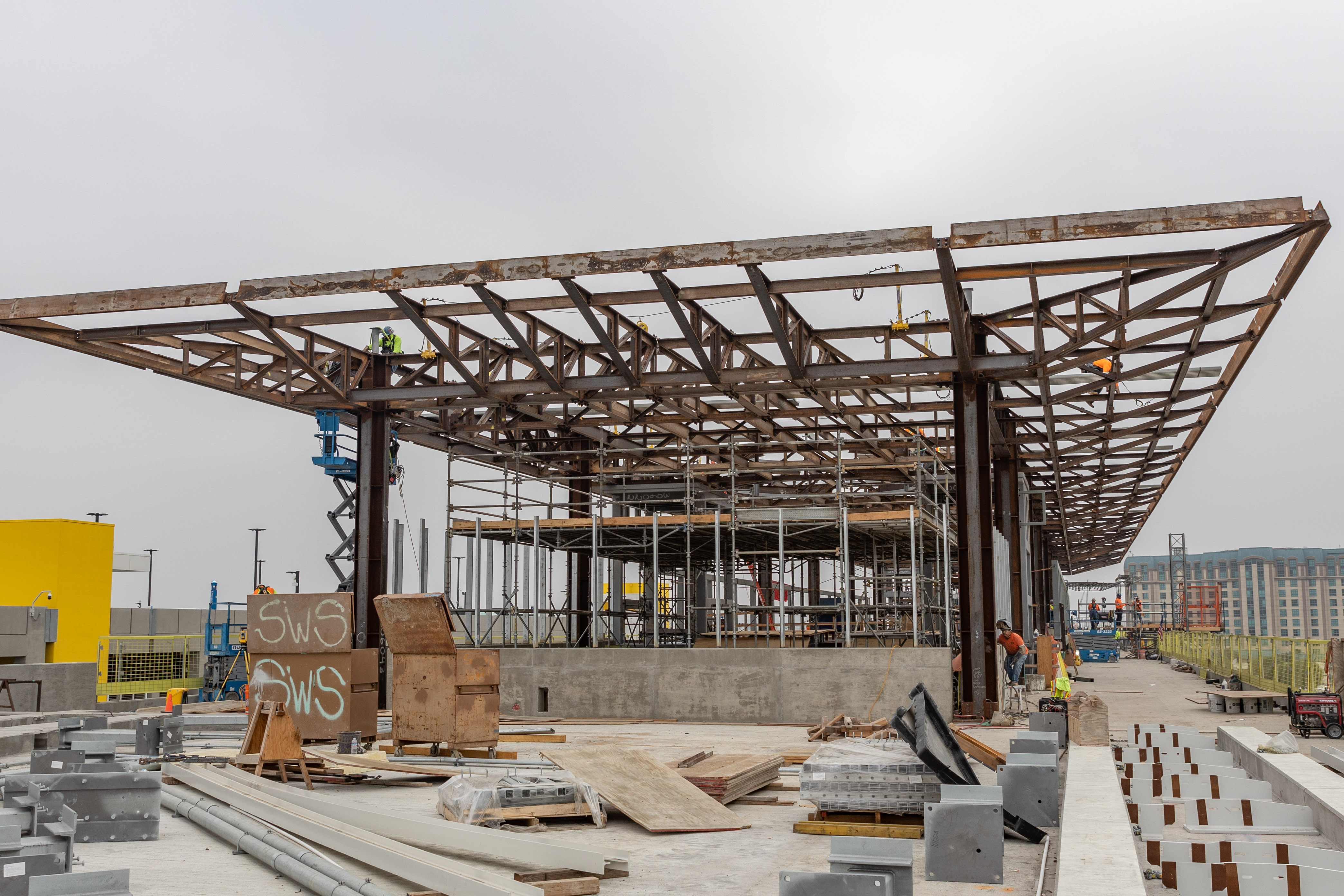 The Intermodal Transportation Facility-West Station takes shape.